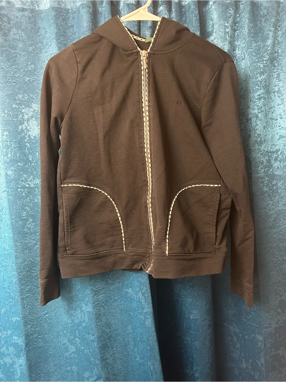 Ralph Lauren Brown Hooded Zip Jacket with Contrast Trim